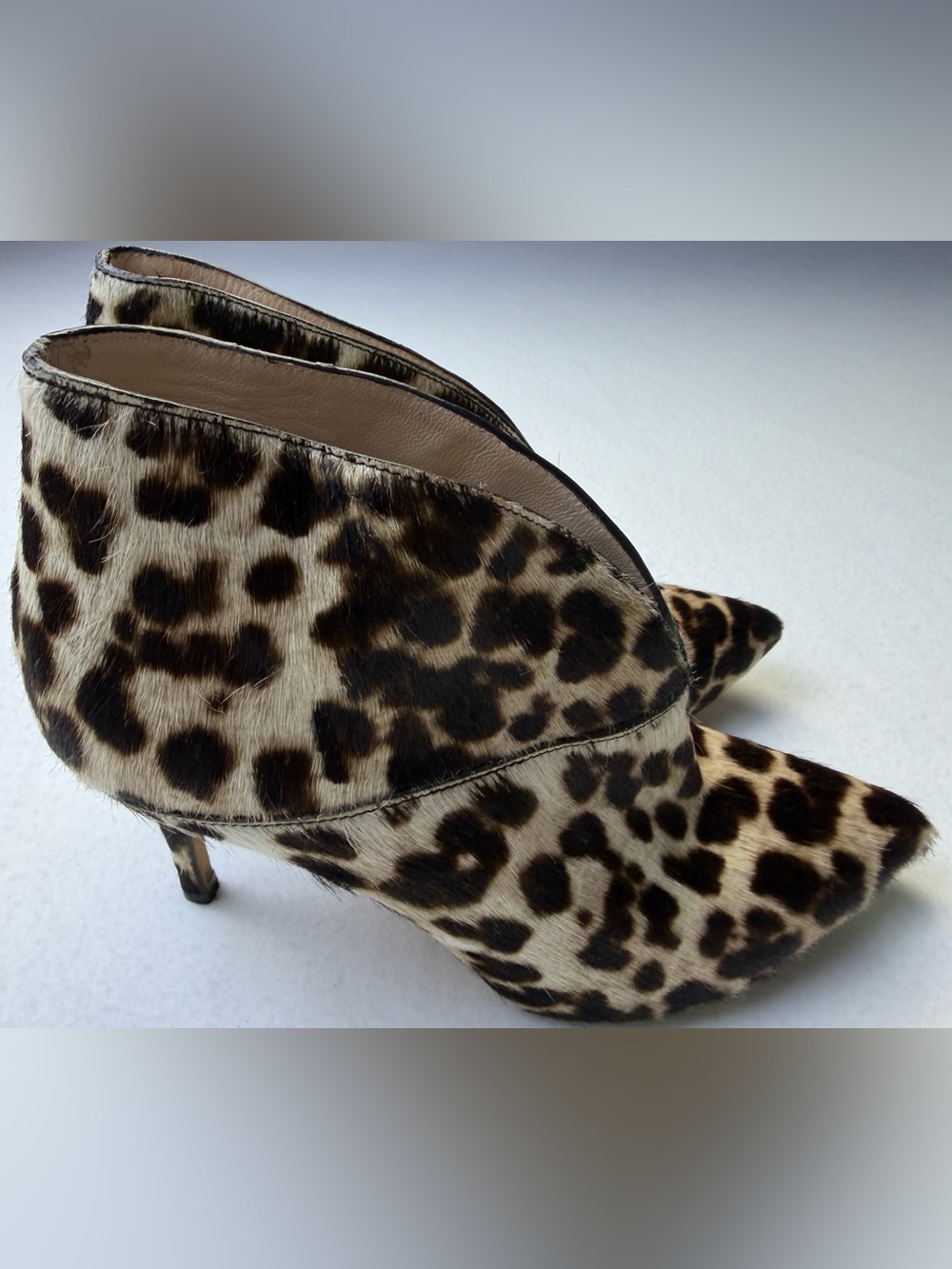 Boden Leopard-Print Pointed Toe Ankle Kitten Heels 👠 Brown & Black